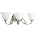 PROGRESS LIGHTING P2883-09 Brushed Nickel Torino Collection Three-Light Brushed Nickel Etched Glass Transitional Bath Vanity Light