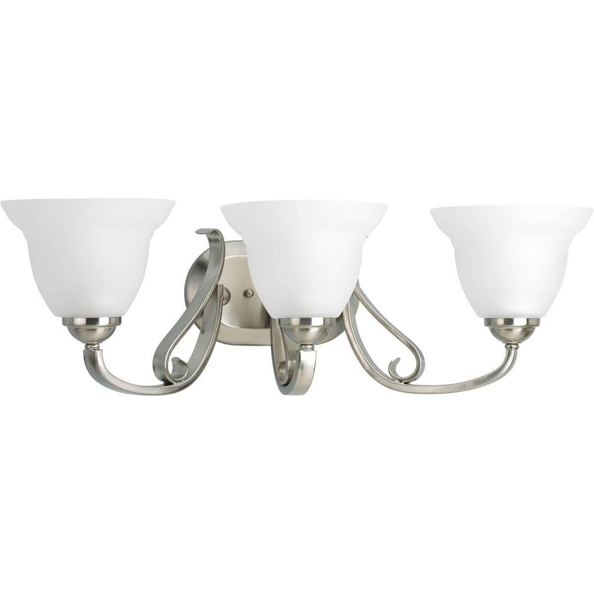 PROGRESS LIGHTING P2883-09 Brushed Nickel Torino Collection Three-Light Brushed Nickel Etched Glass Transitional Bath Vanity Light
