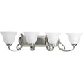 PROGRESS LIGHTING P2884-09 Brushed Nickel Torino Collection Four-Light Brushed Nickel Etched Glass Transitional Bath Vanity Light