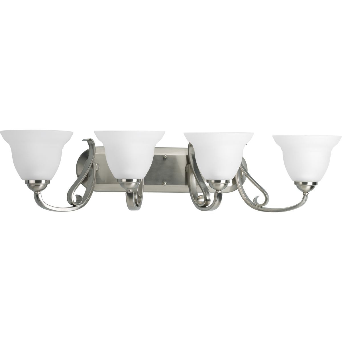 PROGRESS LIGHTING P2884-09 Brushed Nickel Torino Collection Four-Light Brushed Nickel Etched Glass Transitional Bath Vanity Light