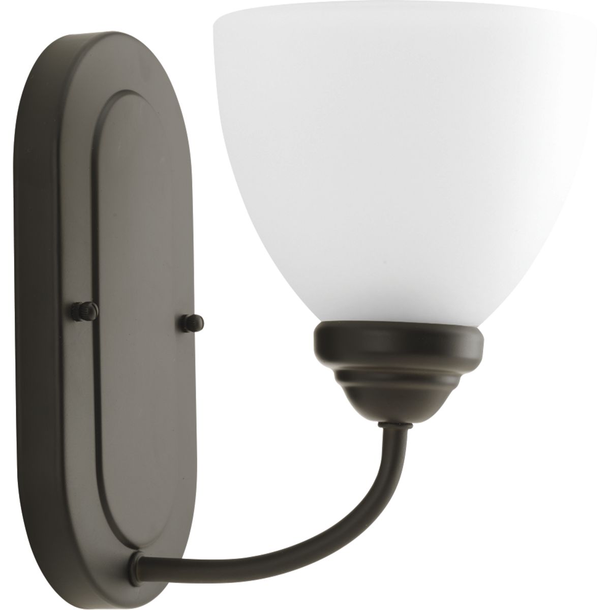 PROGRESS LIGHTING P2913-20 Antique Bronze Heart Collection One-Light Antique Bronze Etched Glass Farmhouse Bath Vanity Light