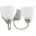 PROGRESS LIGHTING P2915-09 Brushed Nickel Heart Collection Two-Light Brushed Nickel Etched Glass Farmhouse Bath Vanity Light