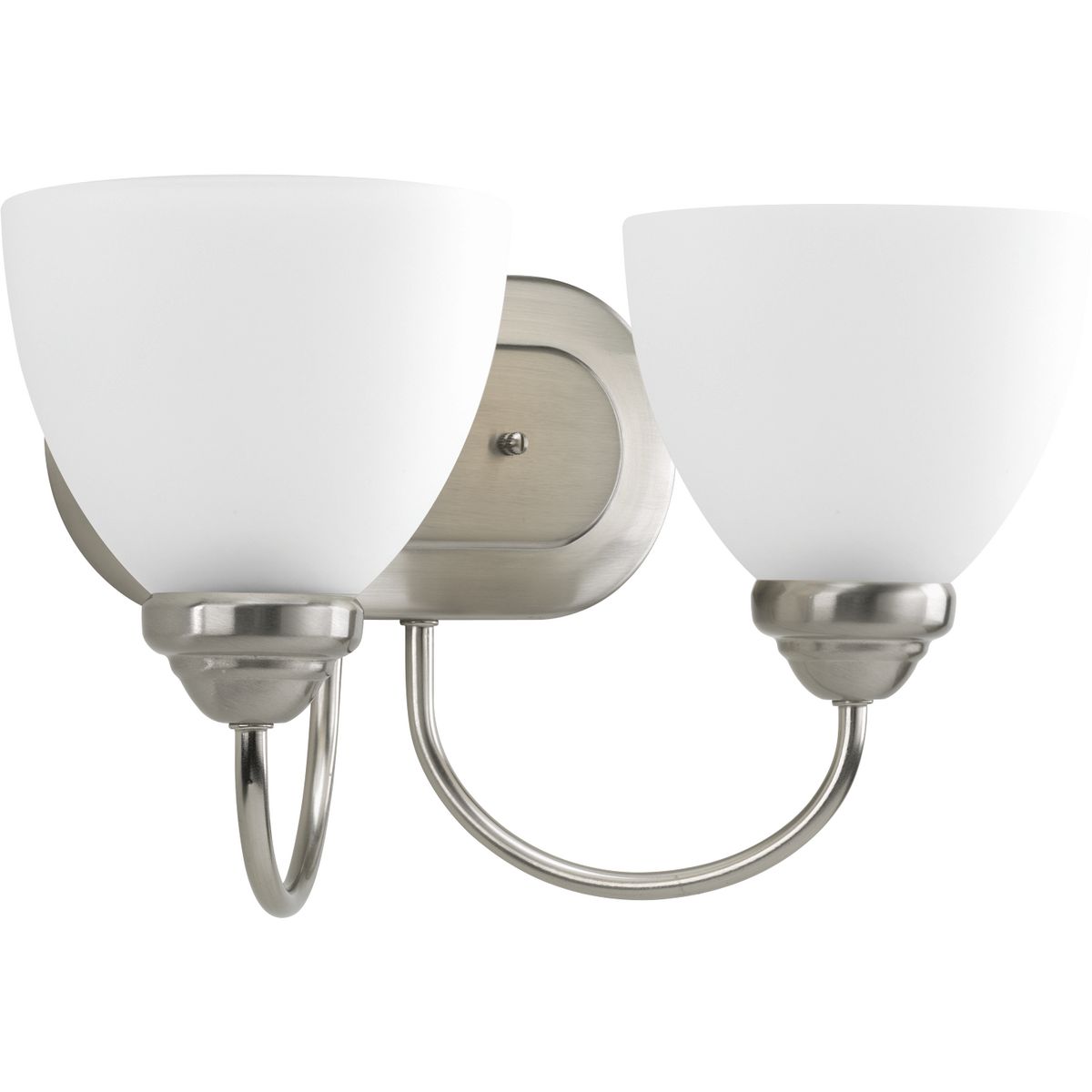 PROGRESS LIGHTING P2915-09 Brushed Nickel Heart Collection Two-Light Brushed Nickel Etched Glass Farmhouse Bath Vanity Light