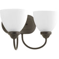 PROGRESS LIGHTING P2915-20 Antique Bronze Heart Collection Two-Light Antique Bronze Etched Glass Farmhouse Bath Vanity Light