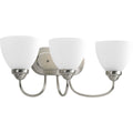 PROGRESS LIGHTING P2919-09 Brushed Nickel Heart Collection Three-Light Brushed Nickel Etched Glass Farmhouse Bath Vanity Light