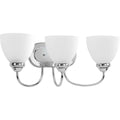 PROGRESS LIGHTING P2919-15 Polished Chrome Heart Collection Three-Light Polished Chrome Etched Glass Farmhouse Bath Vanity Light