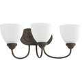 PROGRESS LIGHTING P2919-20 Antique Bronze Heart Collection Three-Light Antique Bronze Etched Glass Farmhouse Bath Vanity Light