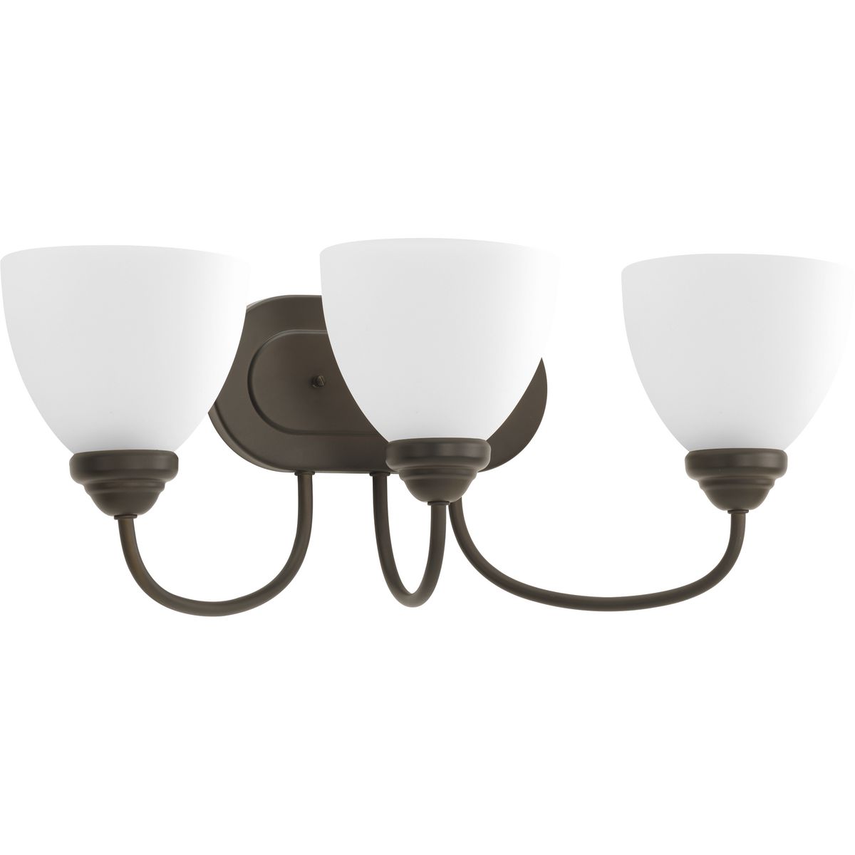 PROGRESS LIGHTING P2919-20 Antique Bronze Heart Collection Three-Light Antique Bronze Etched Glass Farmhouse Bath Vanity Light