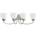 PROGRESS LIGHTING P2928-09 Brushed Nickel Heart Collection Four-Light Brushed Nickel Etched Glass Farmhouse Bath Vanity Light