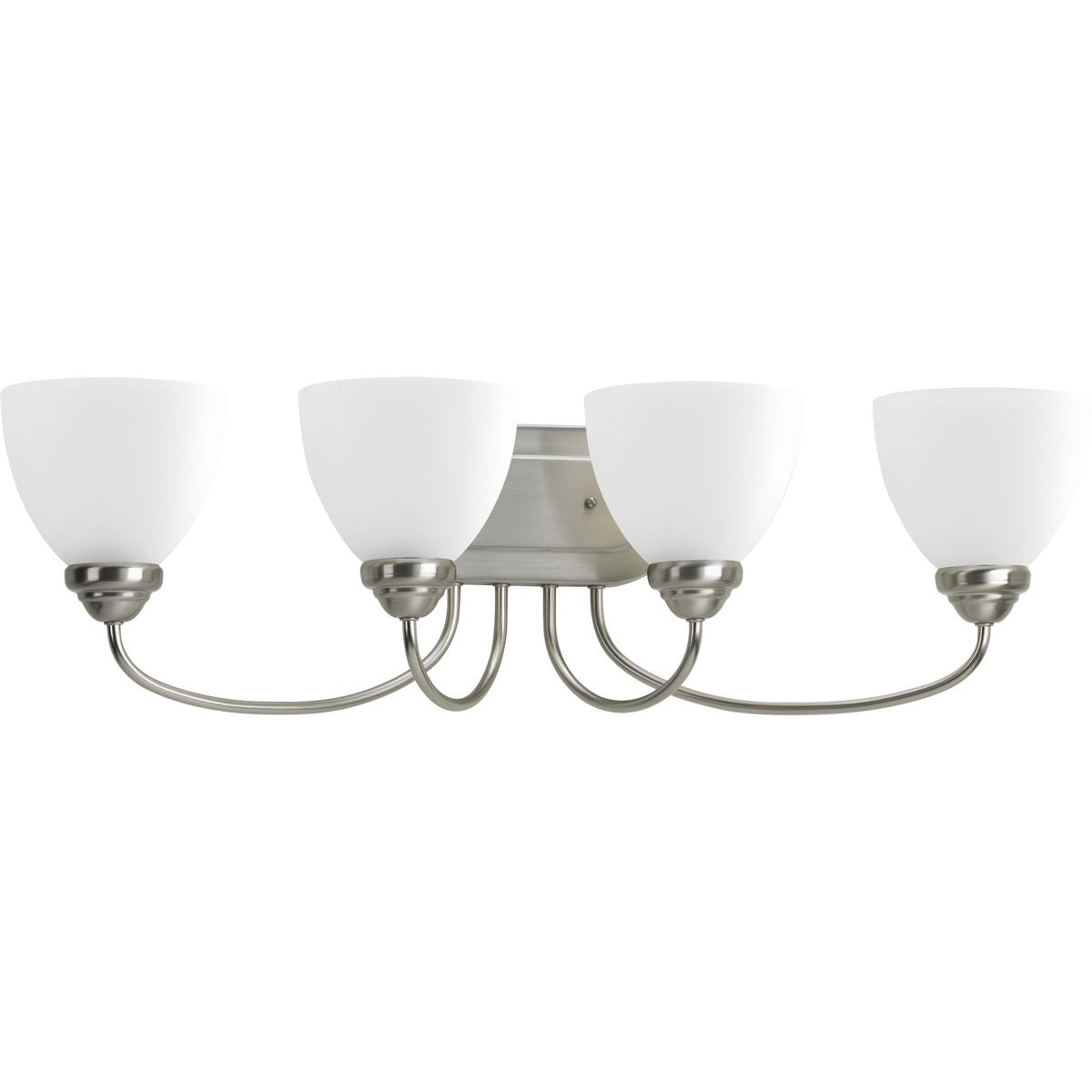 PROGRESS LIGHTING P2928-09 Brushed Nickel Heart Collection Four-Light Brushed Nickel Etched Glass Farmhouse Bath Vanity Light