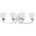 PROGRESS LIGHTING P2928-15 Polished Chrome Heart Collection Four-Light Polished Chrome Etched Glass Farmhouse Bath Vanity Light