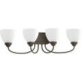 PROGRESS LIGHTING P2928-20 Antique Bronze Heart Collection Four-Light Antique Bronze Etched Glass Farmhouse Bath Vanity Light