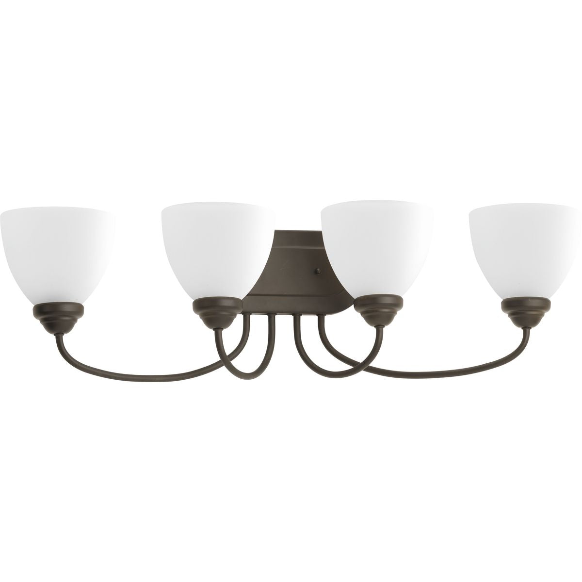 PROGRESS LIGHTING P2928-20 Antique Bronze Heart Collection Four-Light Antique Bronze Etched Glass Farmhouse Bath Vanity Light