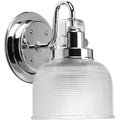 PROGRESS LIGHTING P2989-15 Polished Chrome Archie Collection One-Light Polished Chrome Clear Double Prismatic Glass Coastal Bath Vanity Light