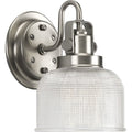 PROGRESS LIGHTING P2989-81 Antique Nickel Archie Collection One-Light Antique Nickel Clear Double Prismatic Glass Coastal Bath Vanity Light