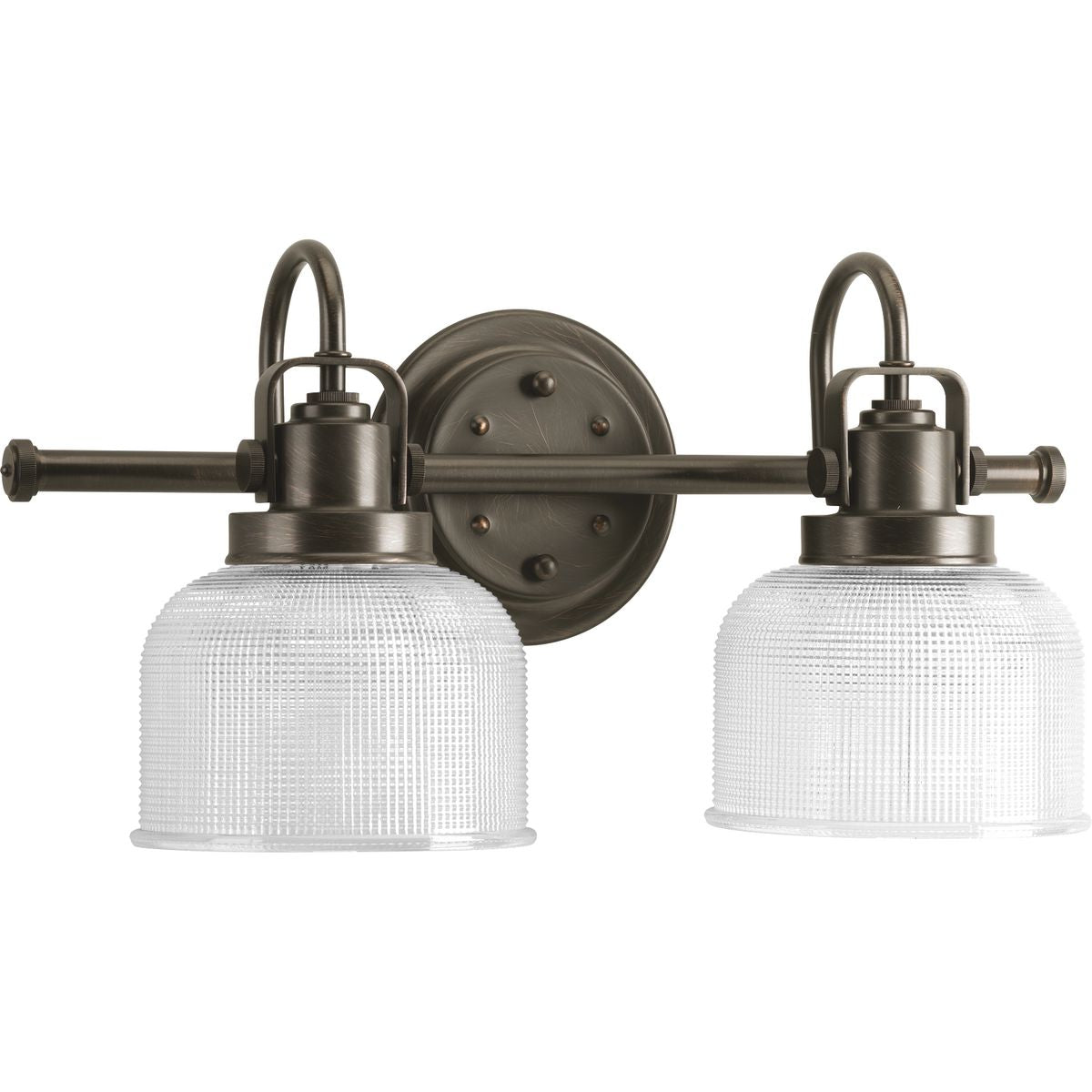 PROGRESS LIGHTING P2991-74 Venetian Bronze Archie Collection Two-Light Venetian Bronze Clear Double Prismatic Glass Coastal Bath Vanity Light