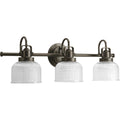 PROGRESS LIGHTING P2992-74 Venetian Bronze Archie Collection Three-Light Venetian Bronze Clear Double Prismatic Glass Coastal Bath Vanity Light