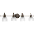 PROGRESS LIGHTING P2997-74 Venetian Bronze Archie Collection Four-Light Venetian Bronze Clear Double Prismatic Glass Coastal Bath Vanity Light