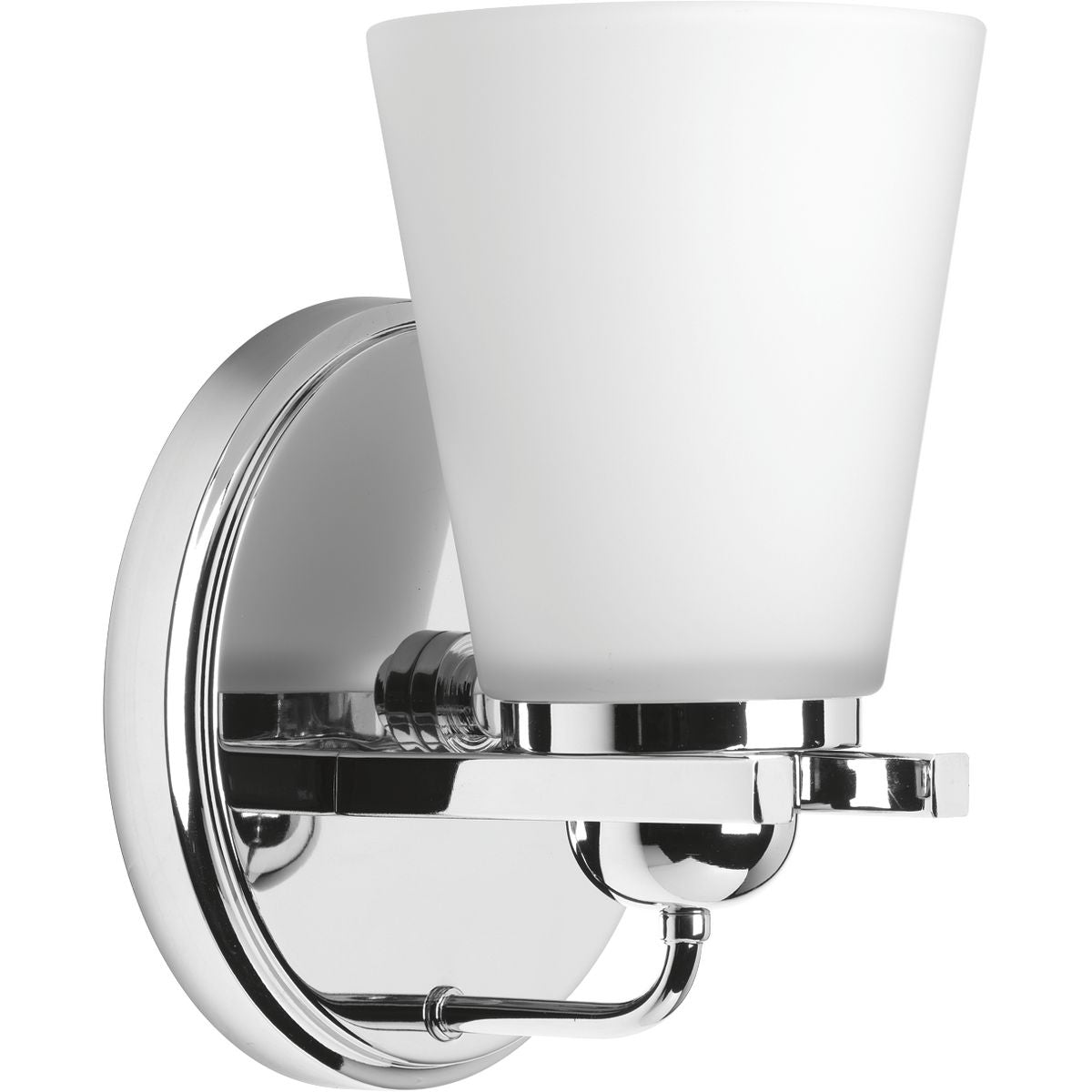 PROGRESS LIGHTING P300000-015 Polished Chrome Flight Collection One-Light Polished Chrome Etched Glass Coastal Bath Vanity Light