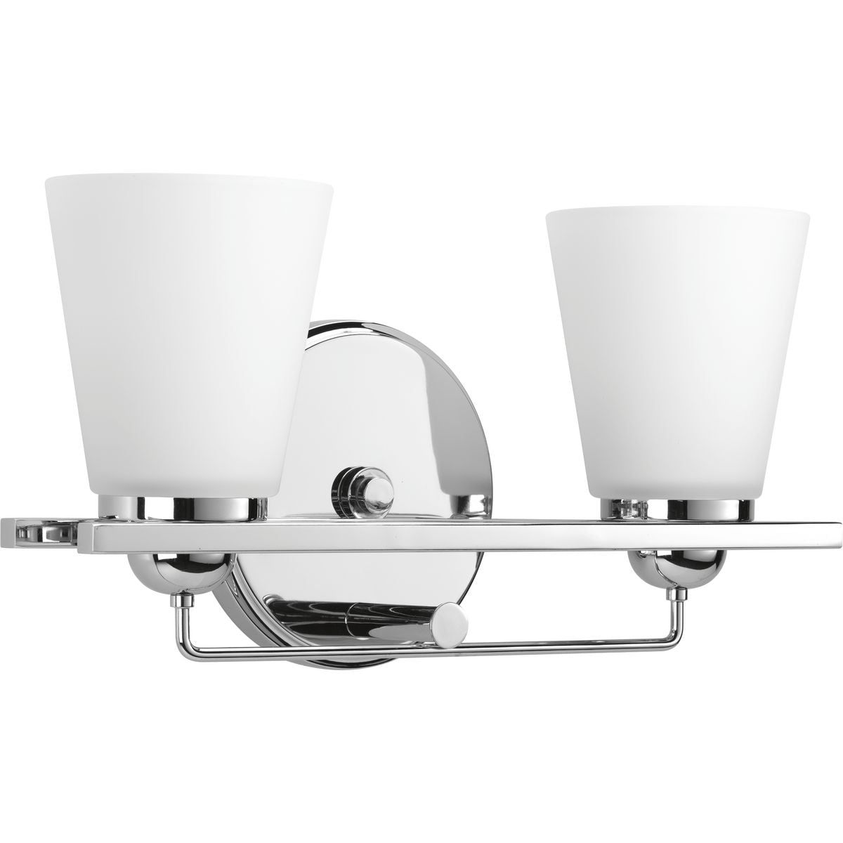 PROGRESS LIGHTING P300001-015 Polished Chrome Flight Collection Two-Light Polished Chrome Etched Glass Coastal Bath Vanity Light