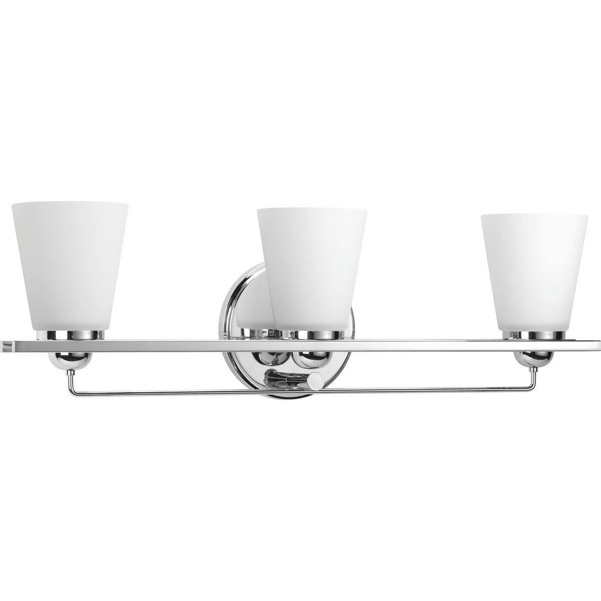 PROGRESS LIGHTING P300002-015 Polished Chrome Flight Collection Three-Light Polished Chrome Etched Glass Coastal Bath Vanity Light
