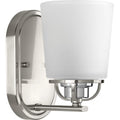 PROGRESS LIGHTING P300004-009 Brushed Nickel West Village Collection One-Light Brushed Nickel Etched Double Prismatic Glass Farmhouse Bath Vanity Light