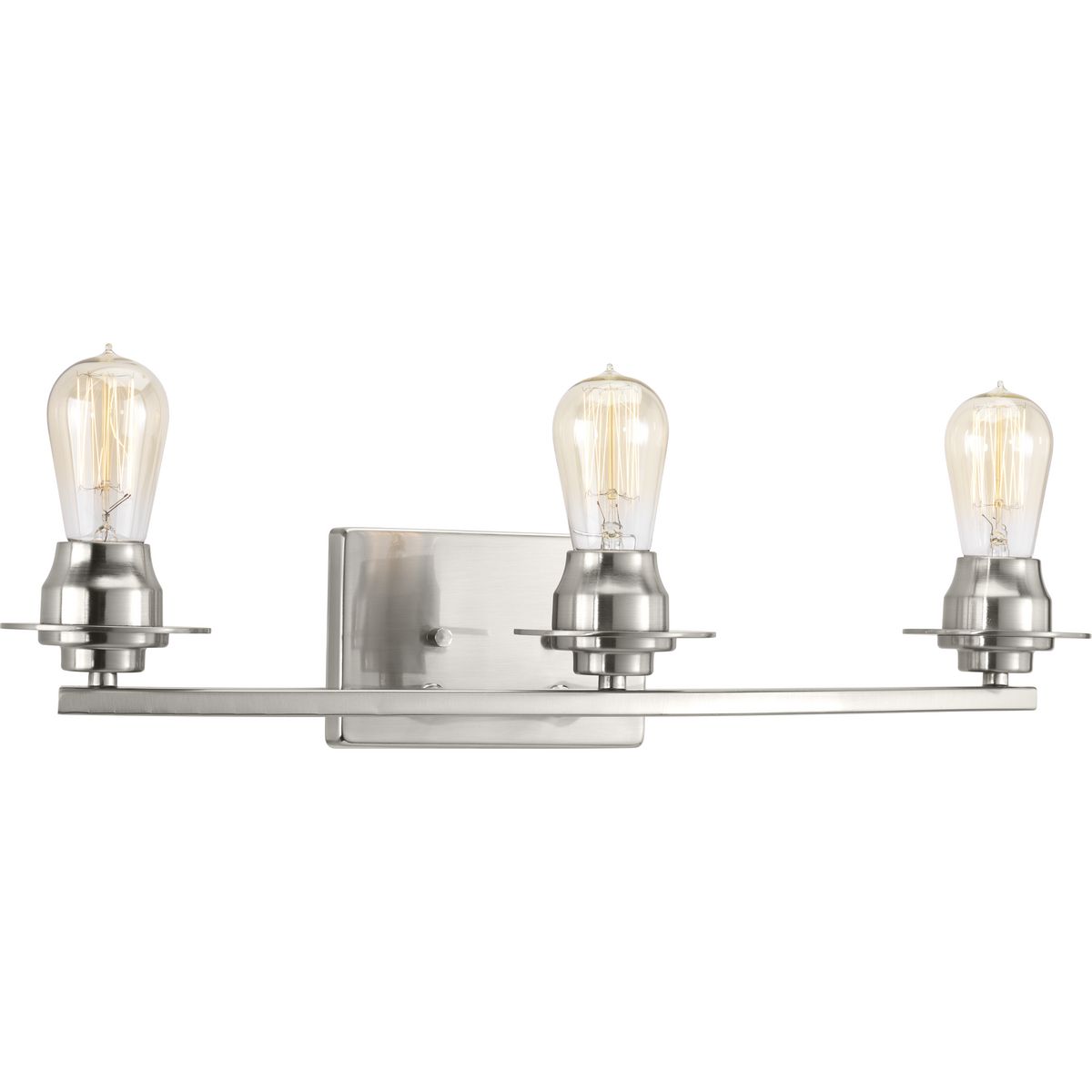PROGRESS LIGHTING P300010-009 Brushed Nickel Debut Collection Three-Light Brushed Nickel Farmhouse Bath Vanity Light