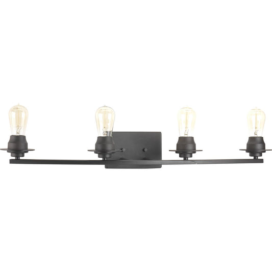 PROGRESS LIGHTING P300011-143 Graphite Debut Collection Four-Light Graphite Farmhouse Bath Vanity Light