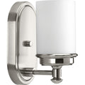 PROGRESS LIGHTING P300012-009 Brushed Nickel Glide Collection One-Light Brushed Nickel Etched Opal Glass Coastal Bath Vanity Light