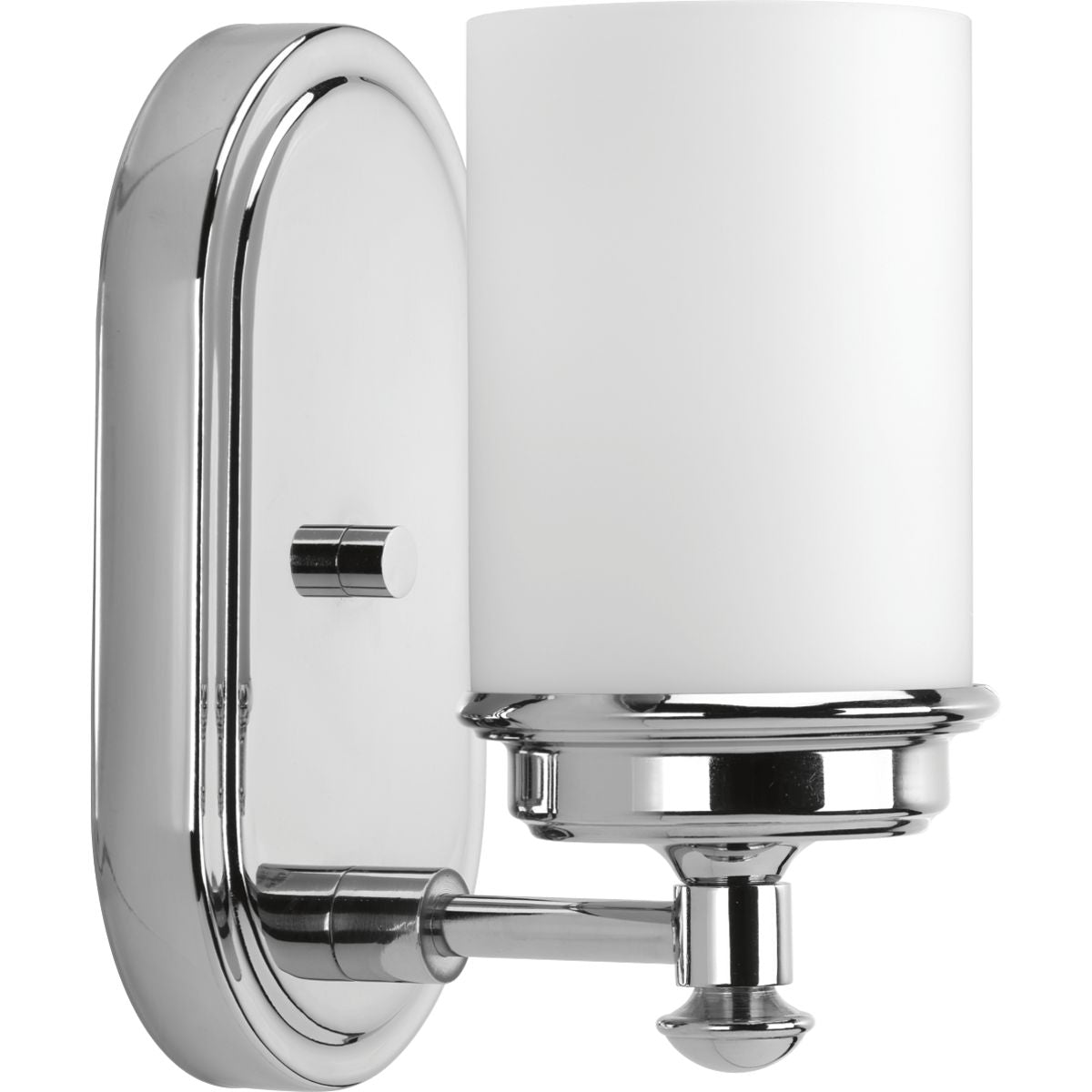 PROGRESS LIGHTING P300012-015 Polished Chrome Glide Collection One-Light Polished Chrome Etched Opal Glass Coastal Bath Vanity Light