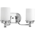 PROGRESS LIGHTING P300013-015 Polished Chrome Glide Collection Two-Light Polished Chrome Etched Opal Glass Coastal Bath Vanity Light