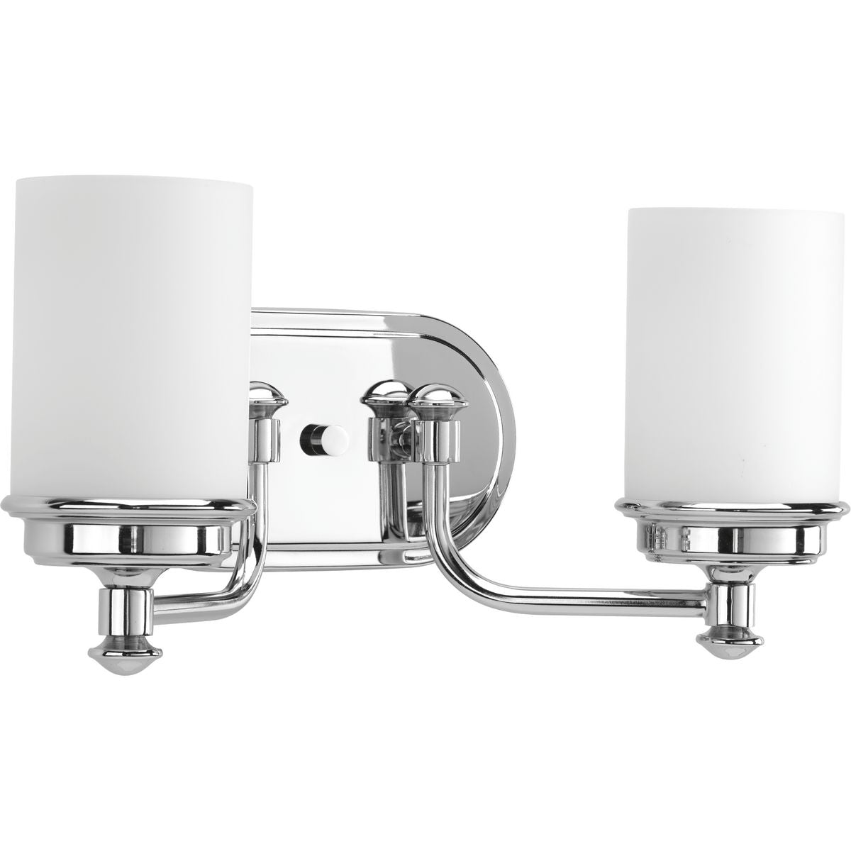 PROGRESS LIGHTING P300013-015 Polished Chrome Glide Collection Two-Light Polished Chrome Etched Opal Glass Coastal Bath Vanity Light