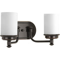 PROGRESS LIGHTING P300013-139 Rubbed Bronze Glide Collection Two-Light Rubbed Bronze Etched Opal Glass Coastal Bath Vanity Light