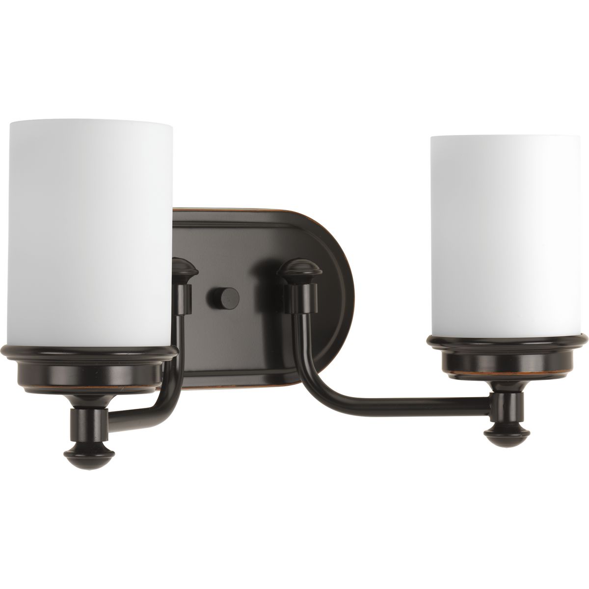 PROGRESS LIGHTING P300013-139 Rubbed Bronze Glide Collection Two-Light Rubbed Bronze Etched Opal Glass Coastal Bath Vanity Light