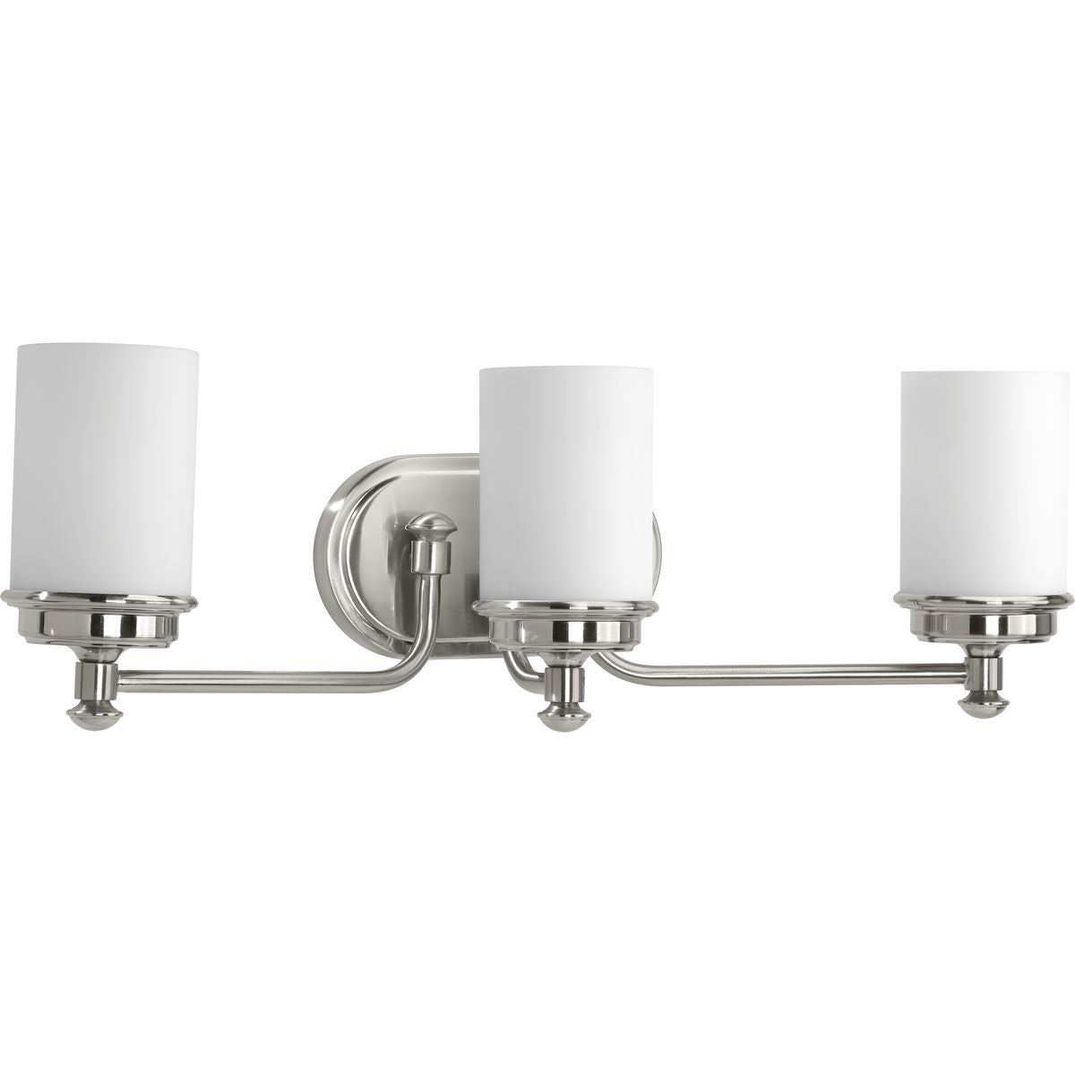 PROGRESS LIGHTING P300014-009 Brushed Nickel Glide Collection Three-Light Brushed Nickel Etched Opal Glass Coastal Bath Vanity Light