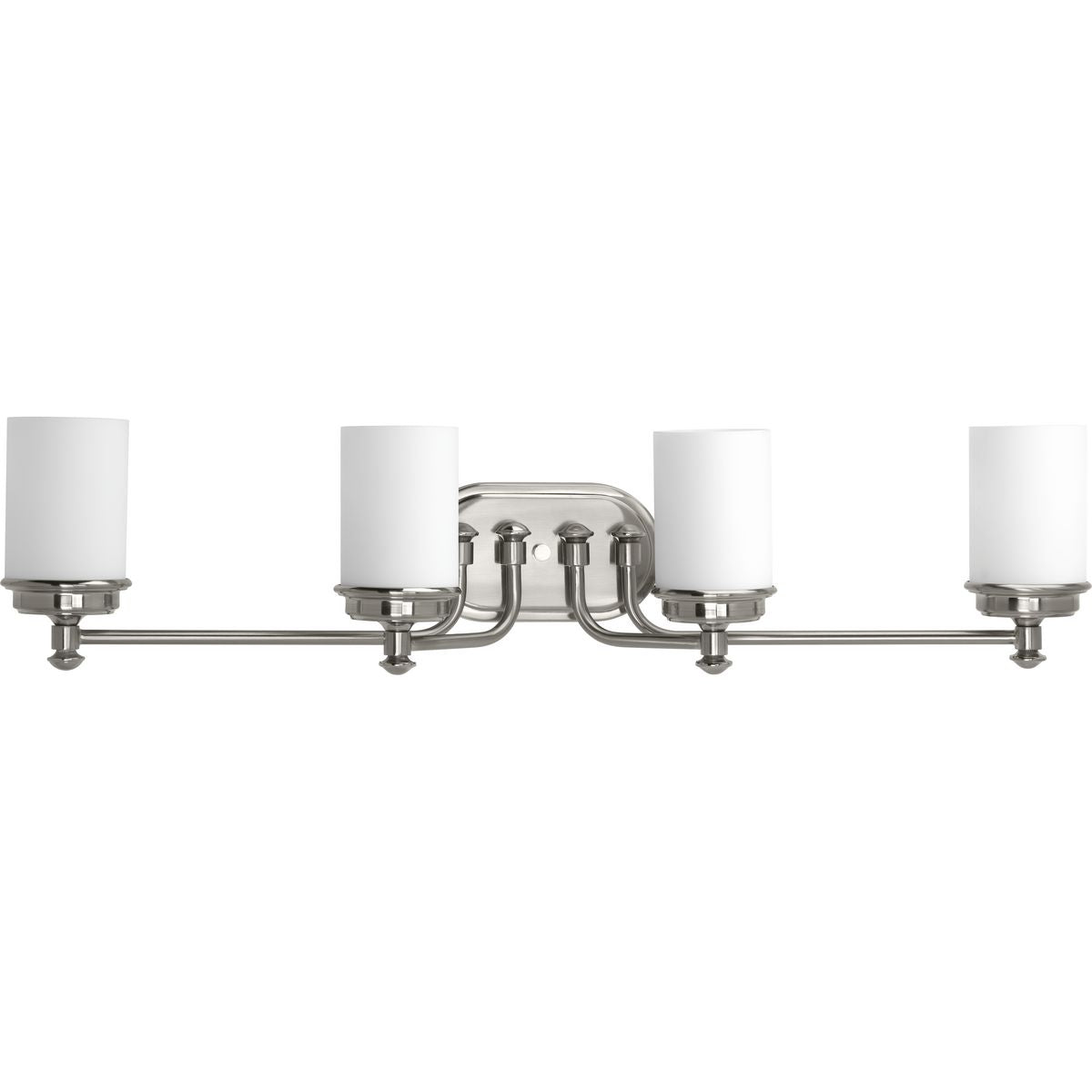 PROGRESS LIGHTING P300015-009 Brushed Nickel Glide Collection Four-Light Brushed Nickel Etched Opal Glass Coastal Bath Vanity Light