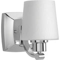 PROGRESS LIGHTING P300016-015 Polished Chrome Glance Collection One-Light Polished Chrome Etched White Linen Glass Farmhouse Bath Vanity Light