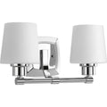 PROGRESS LIGHTING P300017-015 Polished Chrome Glance Collection Two-Light Polished Chrome Etched White Linen Glass Farmhouse Bath Vanity Light