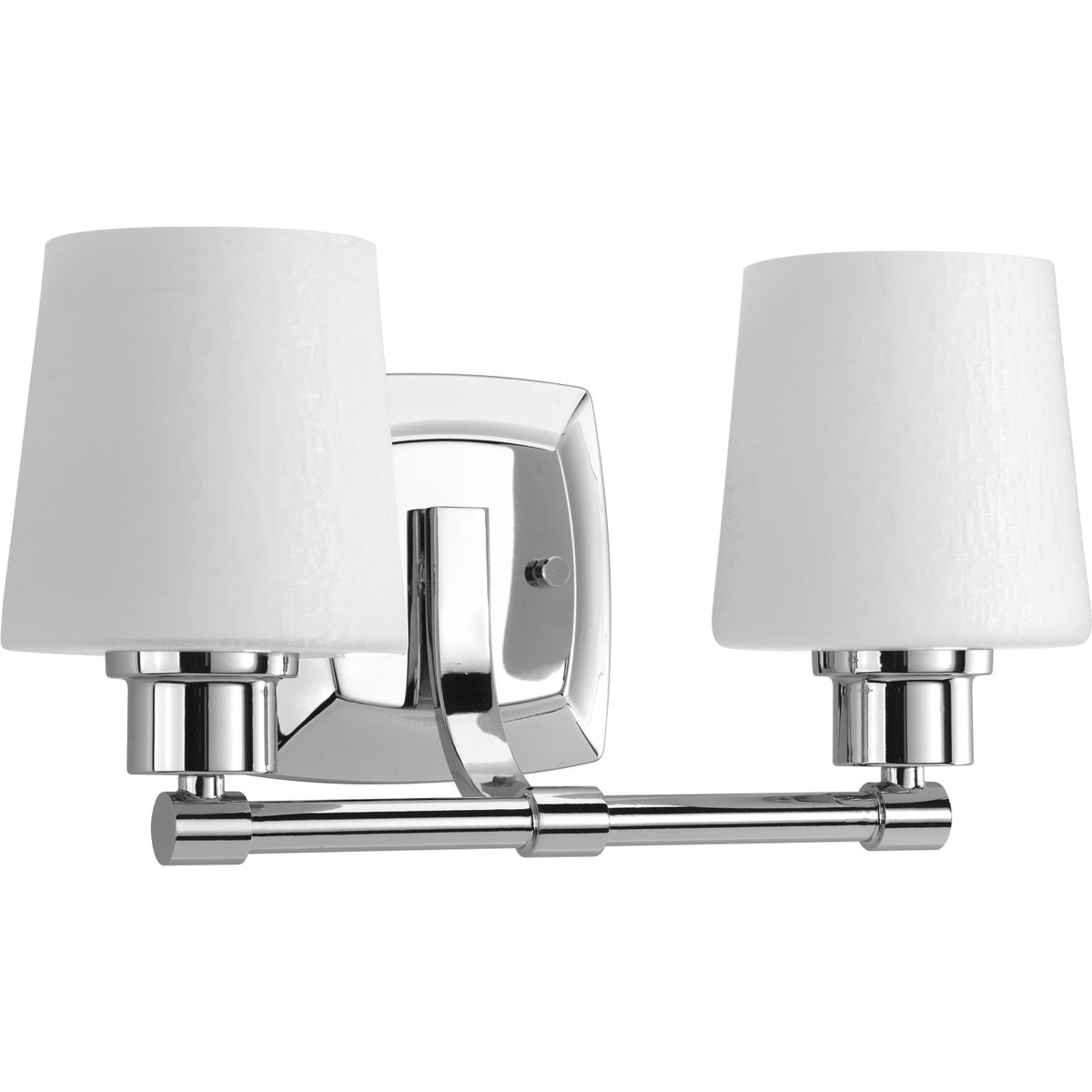 PROGRESS LIGHTING P300017-015 Polished Chrome Glance Collection Two-Light Polished Chrome Etched White Linen Glass Farmhouse Bath Vanity Light