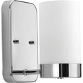 PROGRESS LIGHTING P300020-015 Polished Chrome Elevate Collection One-Light Polished Chrome Etched White Glass Mid-Century Modern Bath Vanity Light