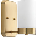 PROGRESS LIGHTING P300020-109 Brushed Bronze Elevate Collection One-Light Brushed Bronze Etched White Glass Mid-Century Modern Bath Vanity Light