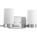 PROGRESS LIGHTING P300021-015 Polished Chrome Elevate Collection Two-Light Polished Chrome Etched White Glass Mid-Century Modern Bath Vanity Light