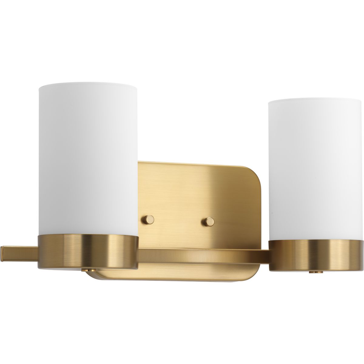 PROGRESS LIGHTING P300021-109 Brushed Bronze Elevate Collection Two-Light Brushed Bronze Etched White Glass Mid-Century Modern Bath Vanity Light