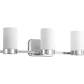 PROGRESS LIGHTING P300022-015 Polished Chrome Elevate Collection Three-Light Polished Chrome Etched White Glass Mid-Century Modern Bath Vanity Light