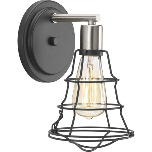 PROGRESS LIGHTING P300028-143 Graphite Gauge Collection One-Light Graphite Farmhouse Bath Vanity Light