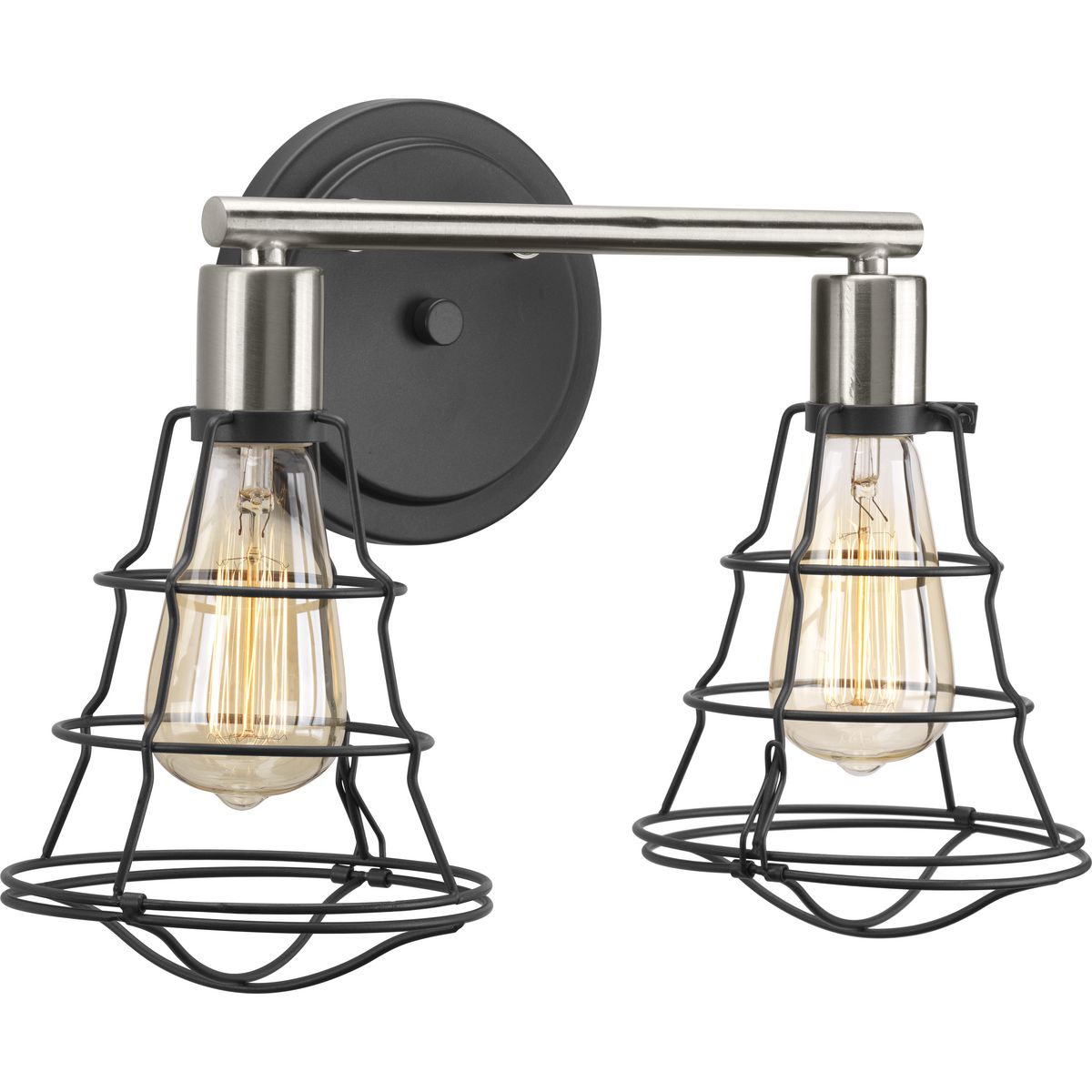 PROGRESS LIGHTING P300029-143 Graphite Gauge Collection Two-Light Graphite Farmhouse Bath Vanity Light