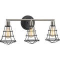 PROGRESS LIGHTING P300030-143 Graphite Gauge Collection Three-Light Graphite Farmhouse Bath Vanity Light