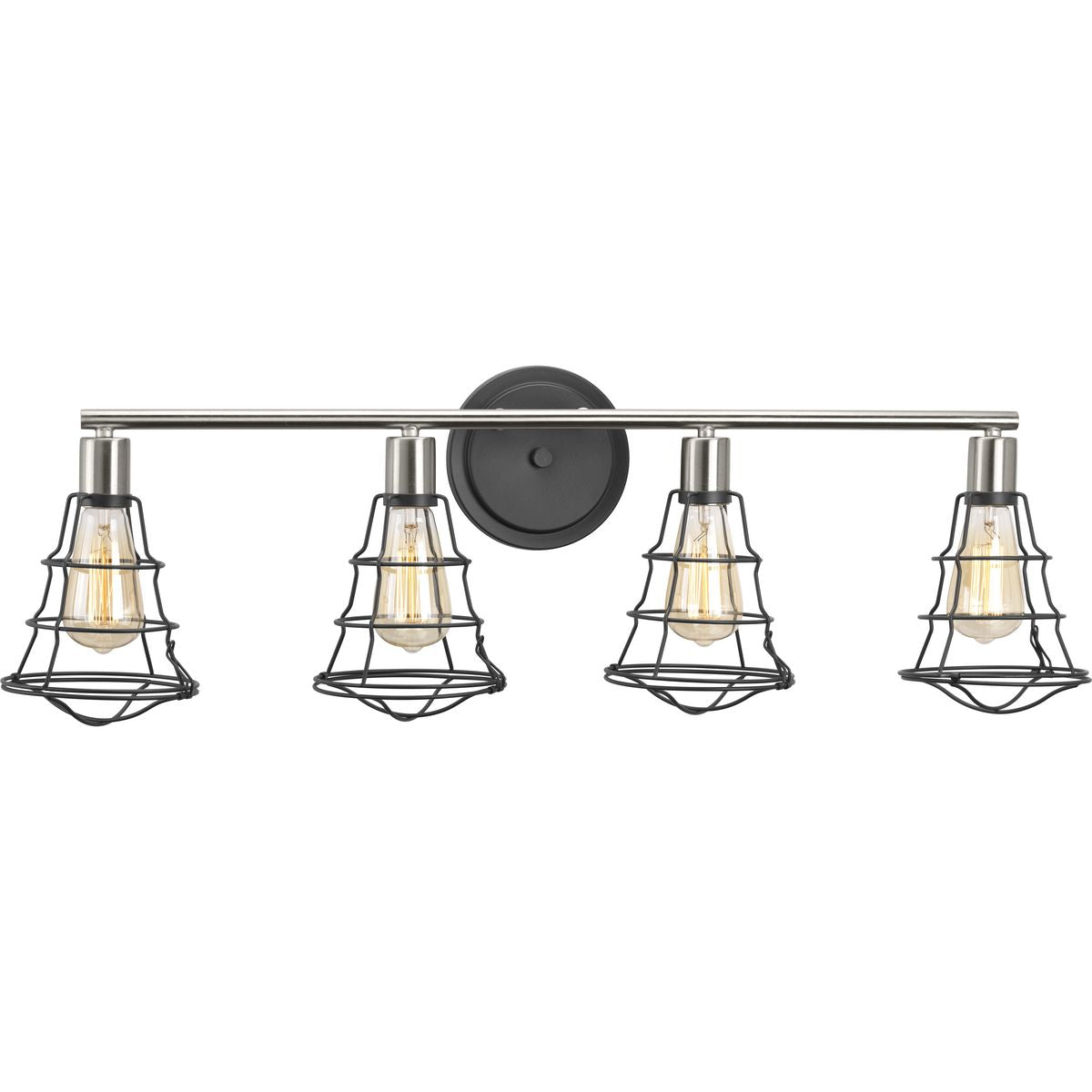 PROGRESS LIGHTING P300031-143 Graphite Gauge Collection Four-Light Graphite Farmhouse Bath Vanity Light