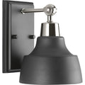 PROGRESS LIGHTING P300039-009 Brushed Nickel Bramlett Collection One-Light Brushed Nickel Graphite Metal Shade Coastal Bath Vanity Light