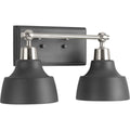 PROGRESS LIGHTING P300040-009 Brushed Nickel Bramlett Collection Two-Light Brushed Nickel Graphite Metal Shade Coastal Bath Vanity Light